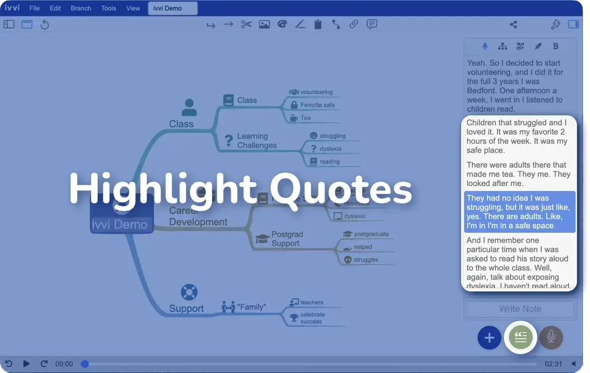Quote highlighting in ivvi Notes