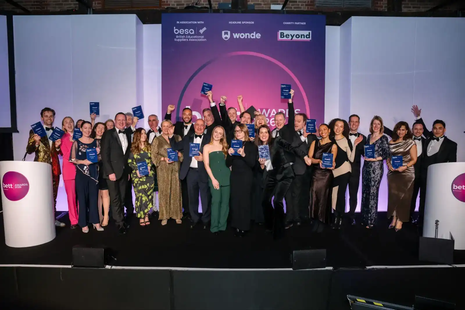 Bett awards winners group photo on stage